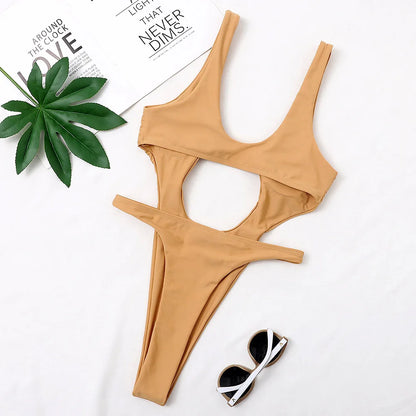 Maillot de bain femme style brésilien, couleur unie avec coupe triangle et dos nu – nouvelle collection tendance de la saison.