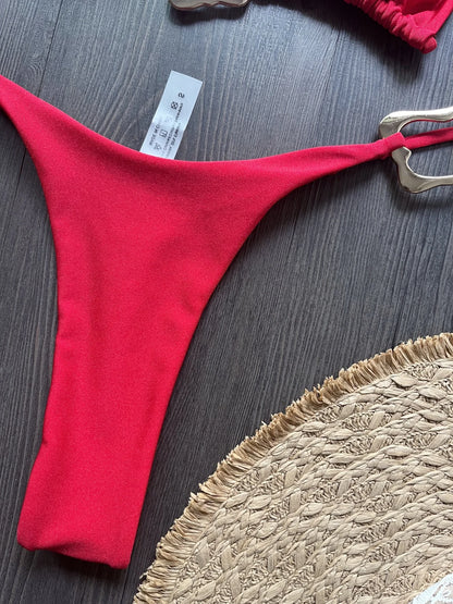 Bikini micro dos nu 2026 pour femme, maillot de bain uni, ensemble bikini string, tenue de plage brésilienne.