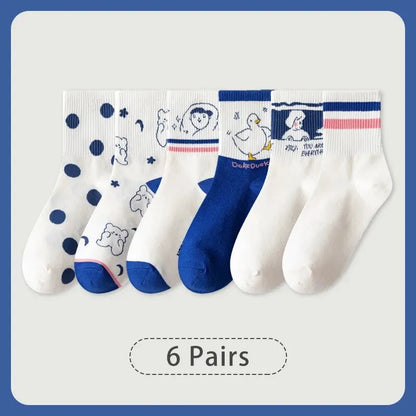 6 paires de printemps été femmes est moyen chaussettes tuyau kaki. doux et confortable