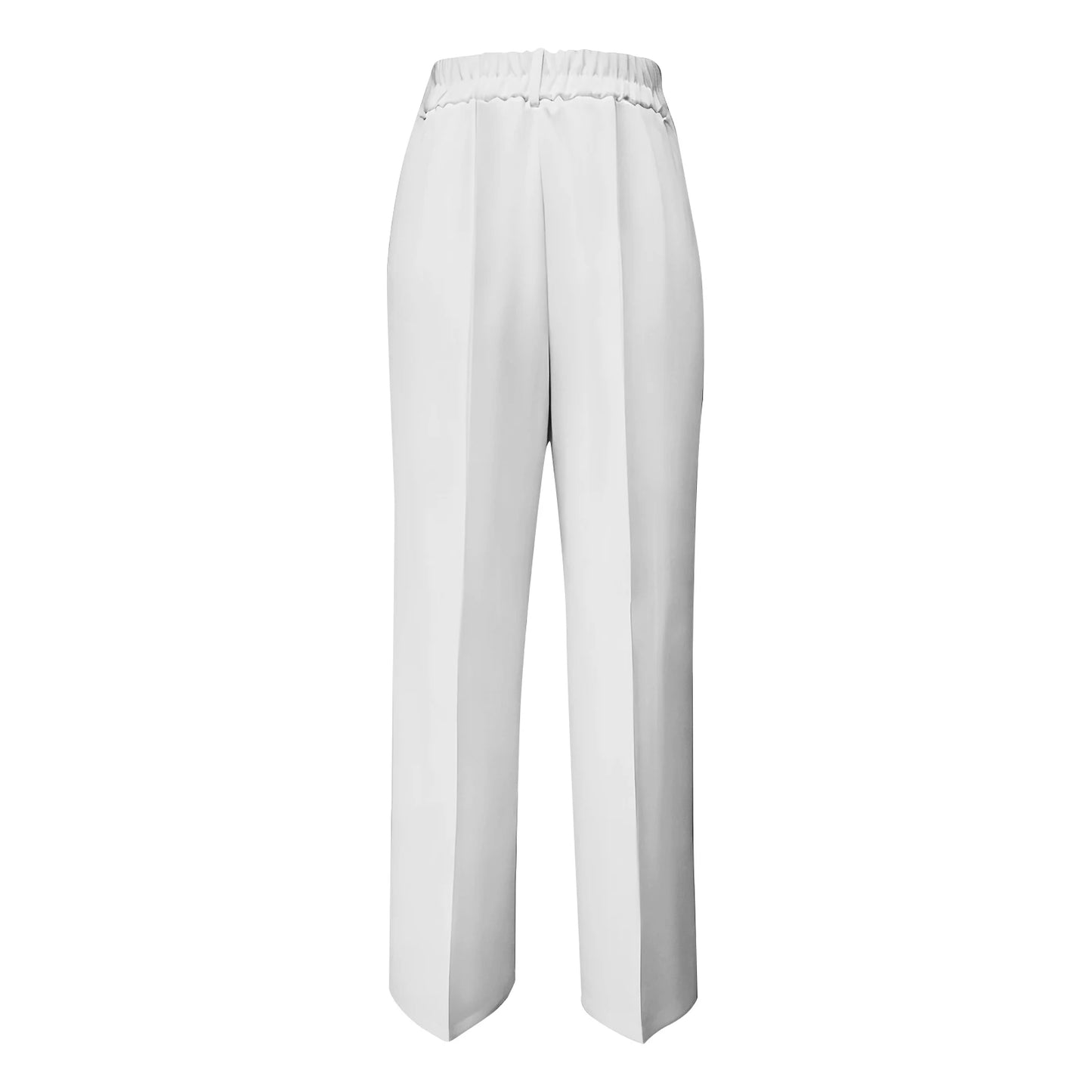 Pantalon blazer minimaliste à taille haute pour femme, coupe droite et fluide.