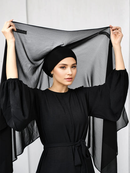 Nouveau hijab instantané en mousseline avec boucle magnétique.