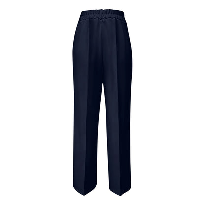 Pantalon blazer minimaliste à taille haute pour femme, coupe droite et fluide.