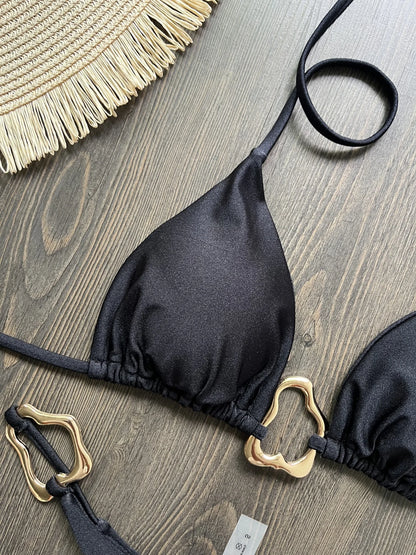 Bikini micro dos nu 2026 pour femme, maillot de bain uni, ensemble bikini string, tenue de plage brésilienne.