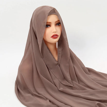 Nouveau hijab instantané en mousseline avec boucle magnétique.