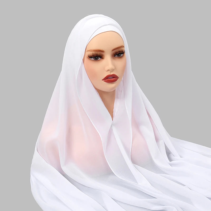 Nouveau hijab instantané en mousseline avec boucle magnétique.
