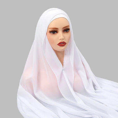 Nouveau hijab instantané en mousseline avec boucle magnétique.