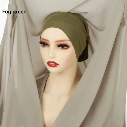 Nouveau hijab instantané en mousseline avec boucle magnétique.