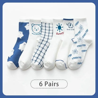 6 paires de printemps été femmes est moyen chaussettes tuyau kaki. doux et confortable