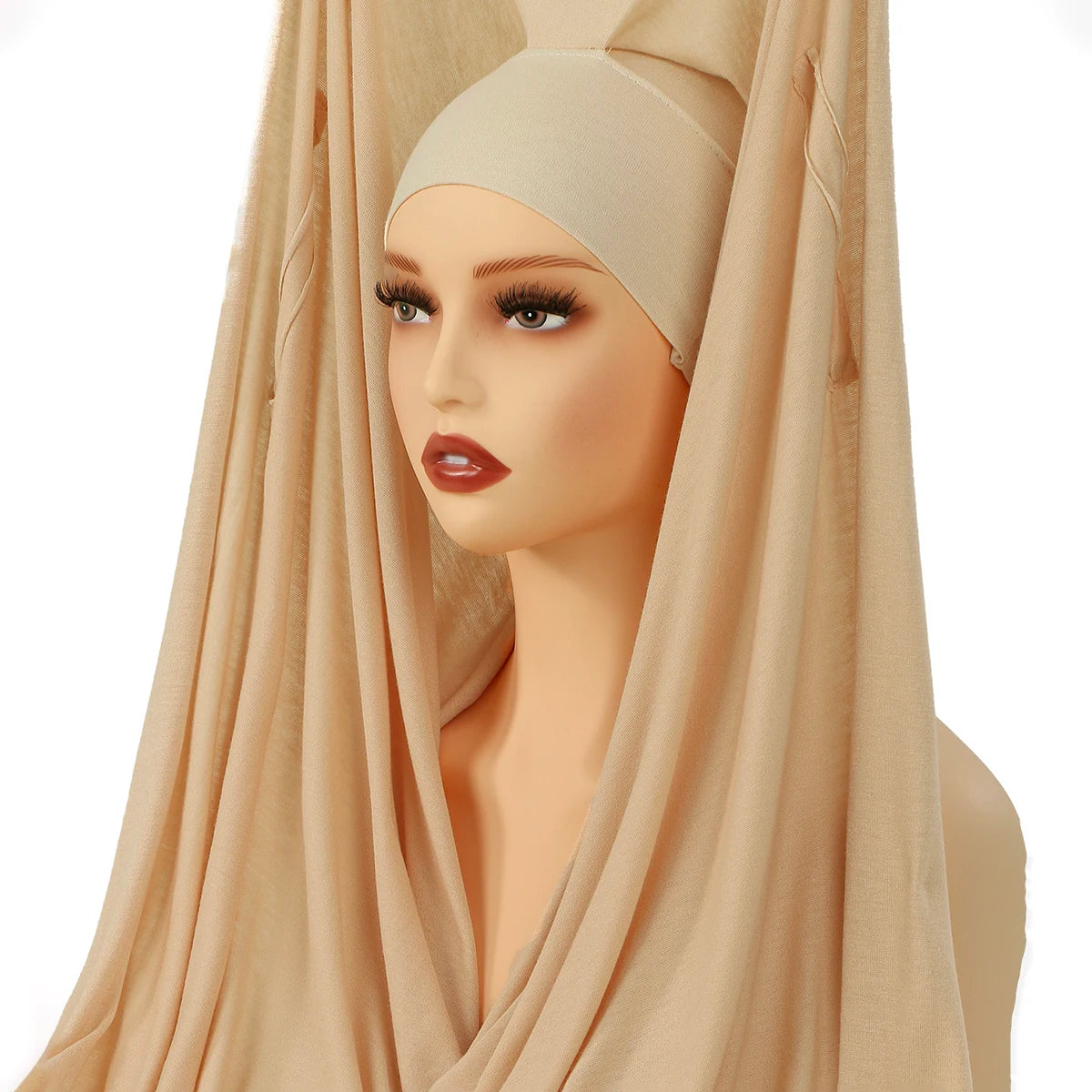 Nouveau hijab instantané en mousseline avec boucle magnétique.