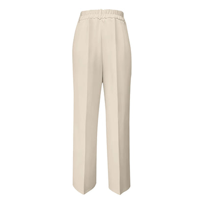 Pantalon blazer minimaliste à taille haute pour femme, coupe droite et fluide.