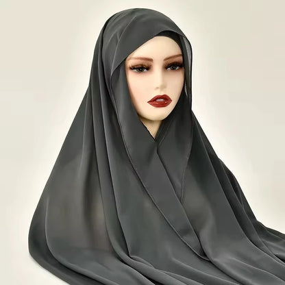 Nouveau hijab instantané en mousseline avec boucle magnétique.