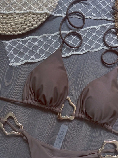 Bikini micro dos nu 2026 pour femme, maillot de bain uni, ensemble bikini string, tenue de plage brésilienne.