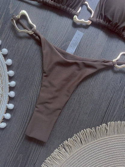 Bikini micro dos nu 2026 pour femme, maillot de bain uni, ensemble bikini string, tenue de plage brésilienne.