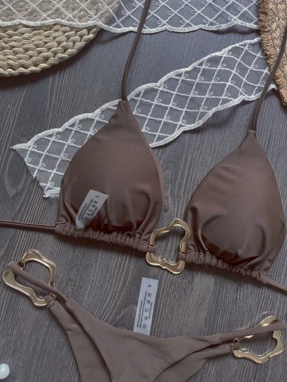 Bikini micro dos nu 2026 pour femme, maillot de bain uni, ensemble bikini string, tenue de plage brésilienne.