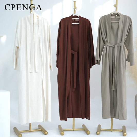 Robe Cardigan en Coton et Lin.
