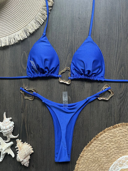 Bikini micro dos nu 2026 pour femme, maillot de bain uni, ensemble bikini string, tenue de plage brésilienne.