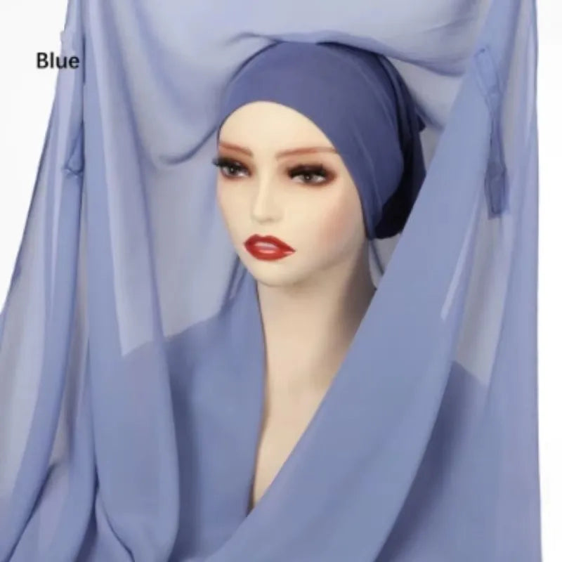 Nouveau hijab instantané en mousseline avec boucle magnétique.
