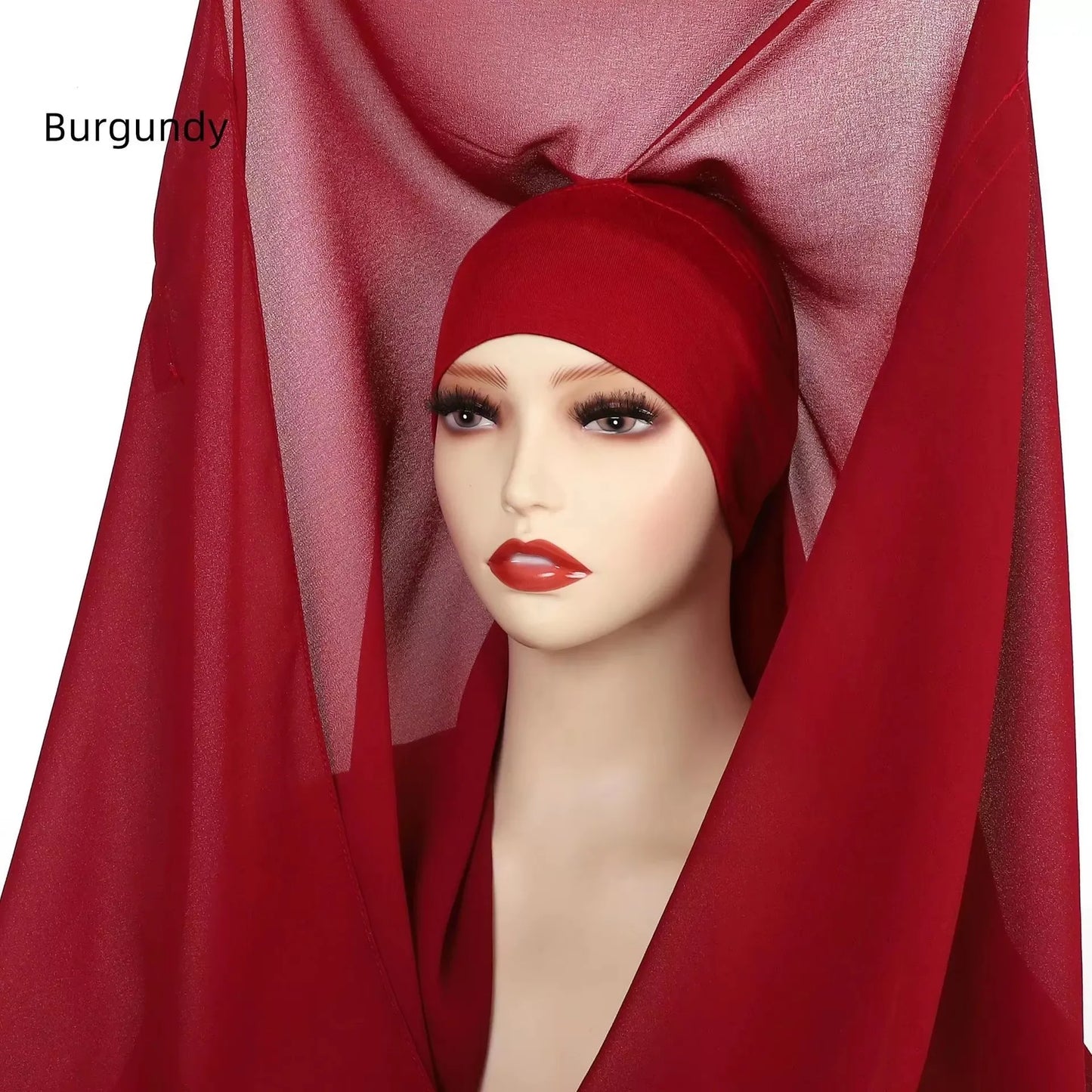 Nouveau hijab instantané en mousseline avec boucle magnétique.