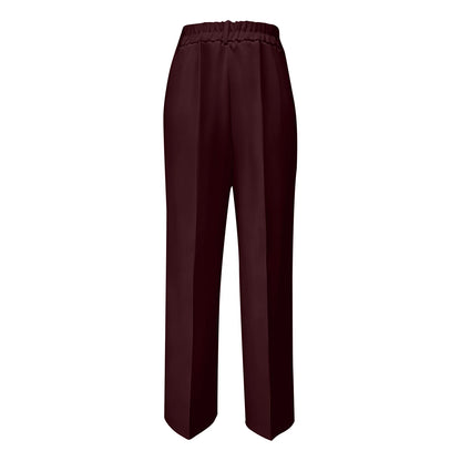 Pantalon blazer minimaliste à taille haute pour femme, coupe droite et fluide.