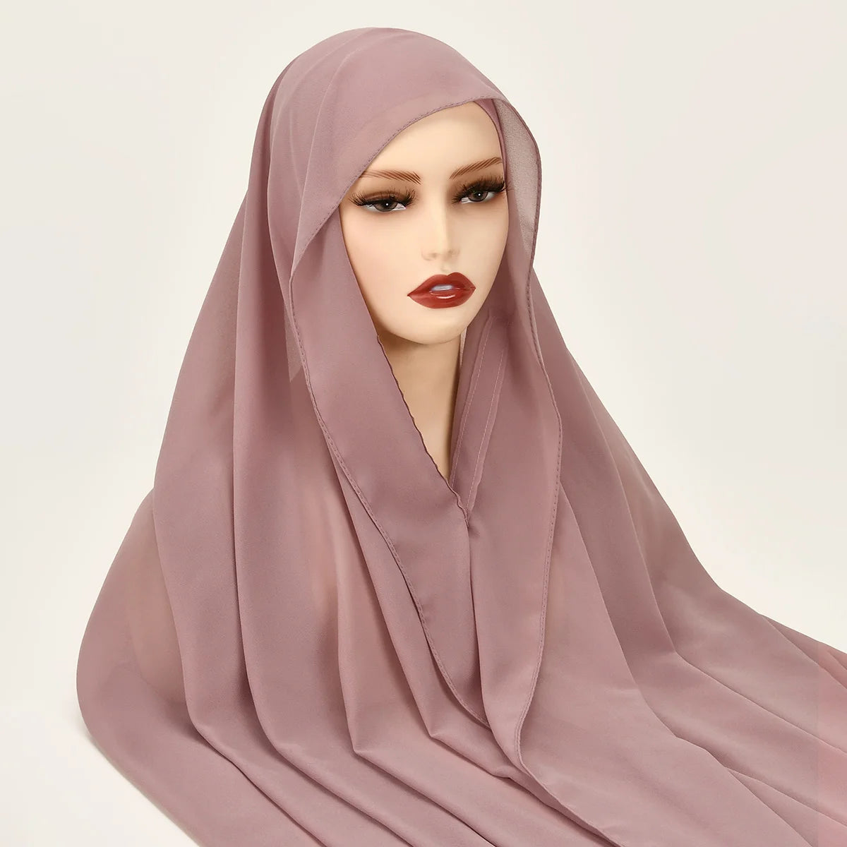 Nouveau hijab instantané en mousseline avec boucle magnétique.