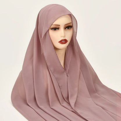 Nouveau hijab instantané en mousseline avec boucle magnétique.