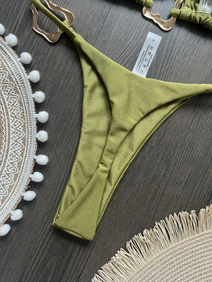 Bikini micro dos nu 2026 pour femme, maillot de bain uni, ensemble bikini string, tenue de plage brésilienne.